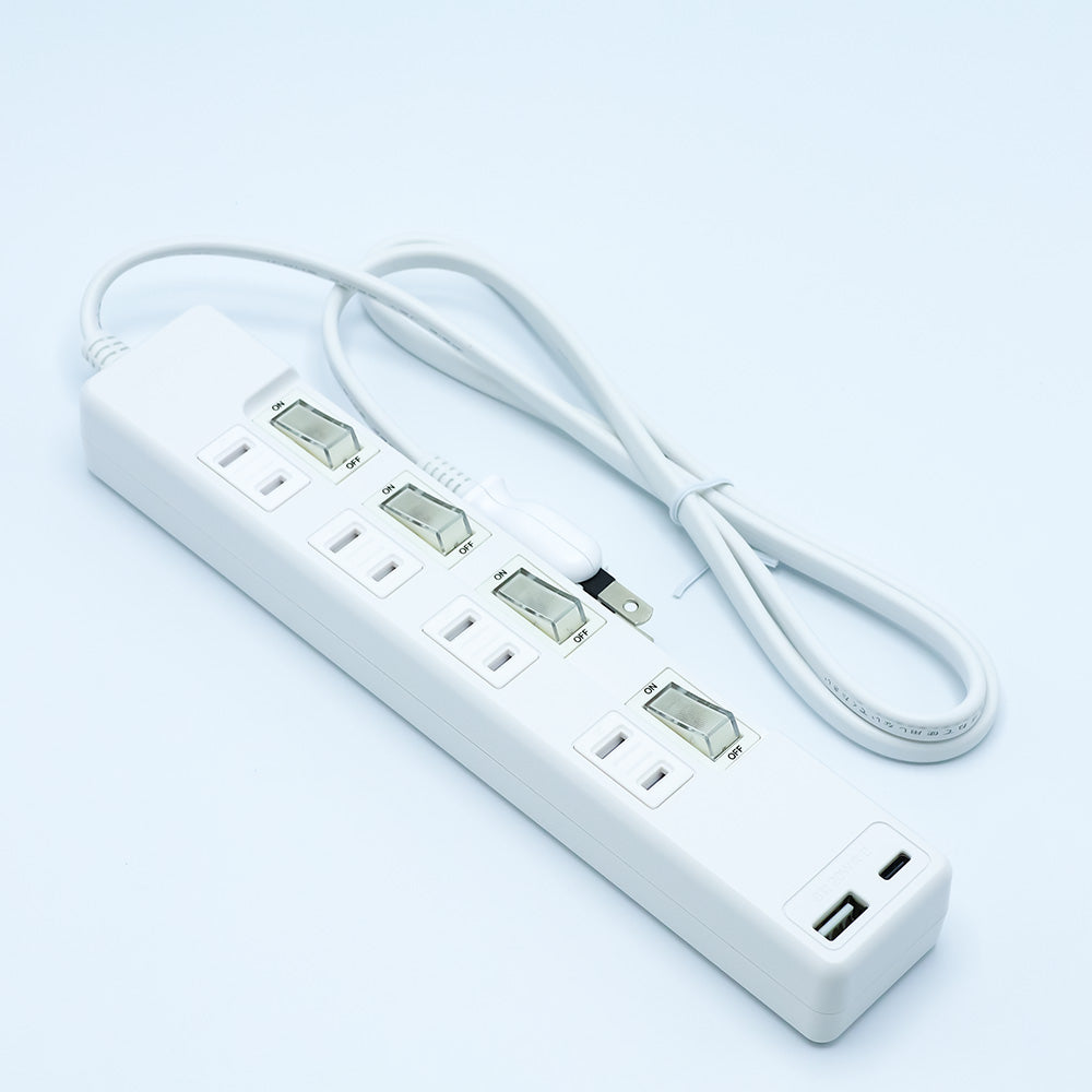 4個口 + 2USB】個別スイッチ付き電源タップ – ZioZone