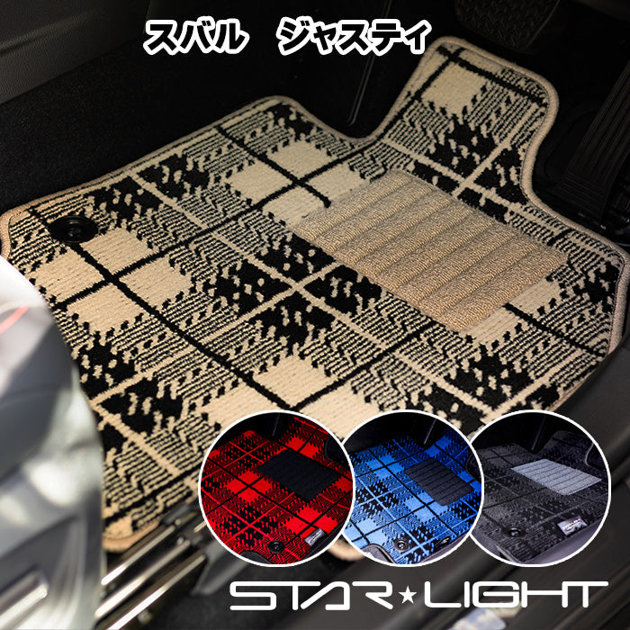 スバル　ジャスティ　JUSTY　SUBARU　M900F/M910F　カーマット ノーブルチェック フロアマット アウトドア　運転席1枚/運転席1枚＆助手席1枚/フルセット (コピー)