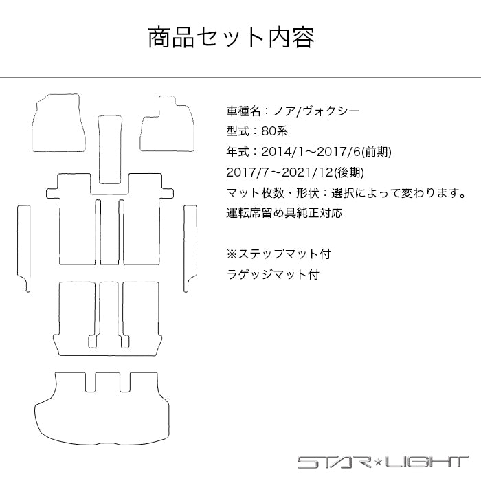 トヨタ ノア ヴォクシー 80系 フロアマット ラゲッジマット カーマット プレミアムチェック　STARLIGHT スターライト