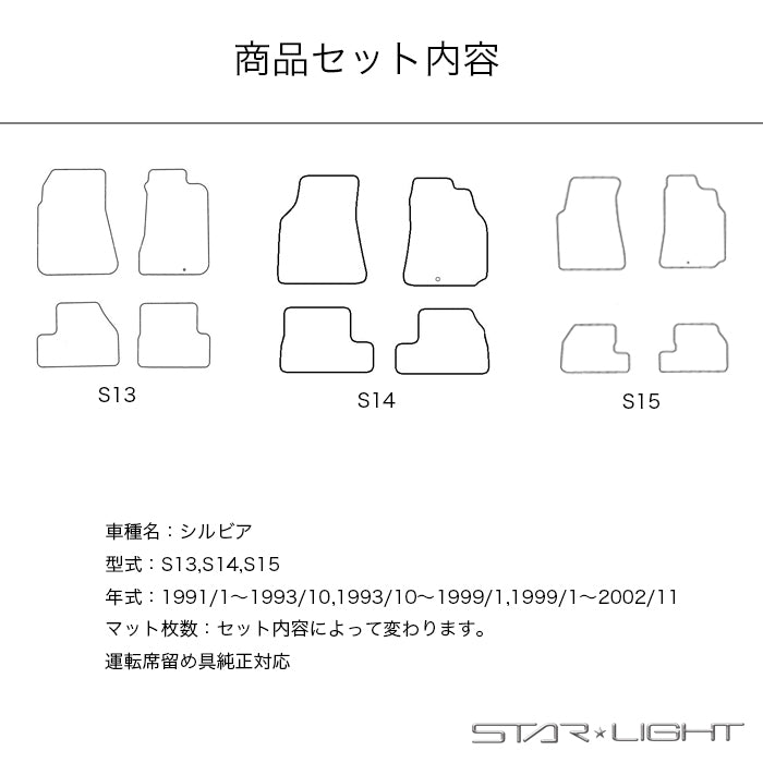 日産 シルビア カーマット ファインウェーブ フロアマット アウトドア STARLIGHT スターライト　運転席1枚/運転席1枚＆助手席1枚/フルセット