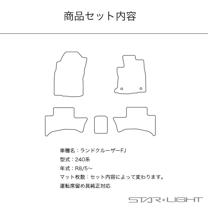 ランドクルーザーFJ 240系 ファインウェーブ フロアマット トヨタ ランクルFJ 専用設計 R8年5月〜 VX対応 カーマット 自動車マット 足元マット フロアーマット 内装 パーツ カー用品 日本製 STARLIGHT