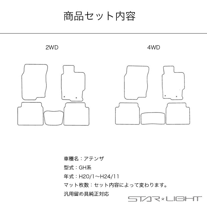 マツダ MAZDA ATENZA アテンザ GH系 プレミアムチェック フロアマット STARLIGHT スターライト カーマット