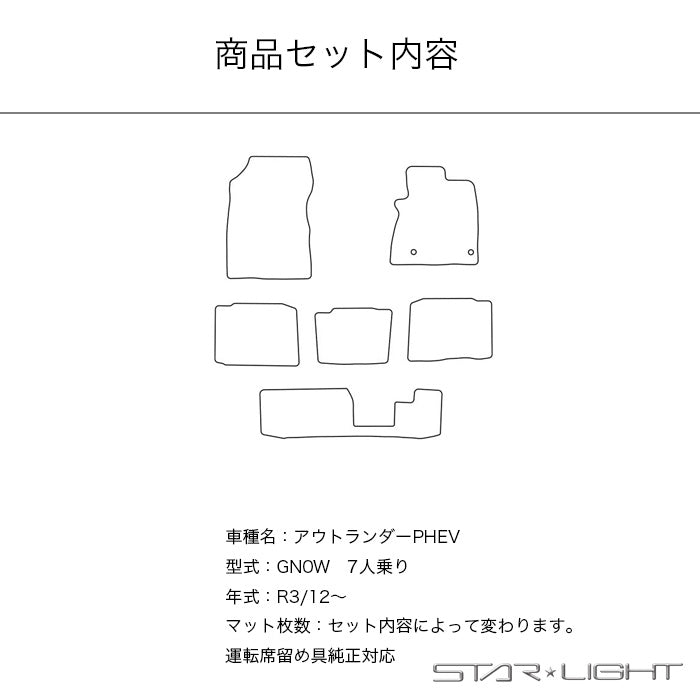 三菱　アウトランダーPHEV　GN0W　7人乗り　カーマット プレミアムチェック フロアマット