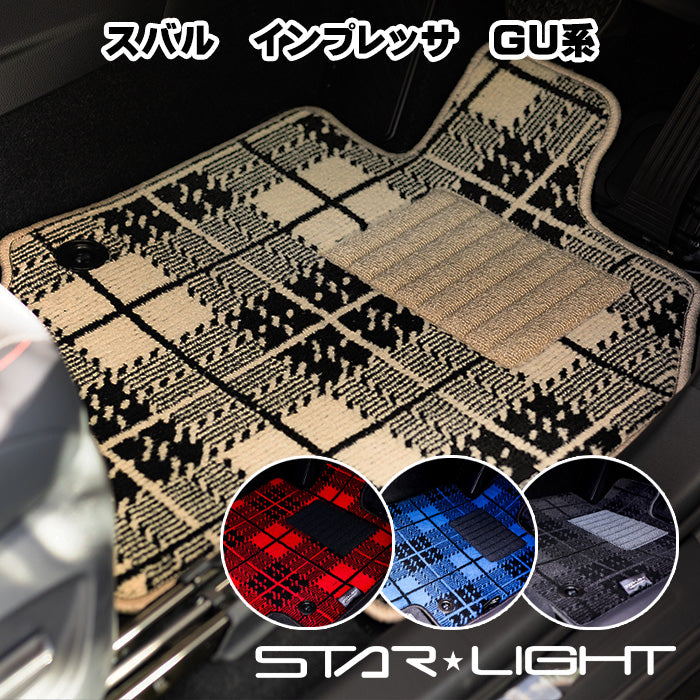 スバル　インプレッサ　IMPREZA 　SUBARU　GU系　カーマット ノーブルチェック フロアマット　運転席1枚/運転席1枚＆助手席1枚/フルセット