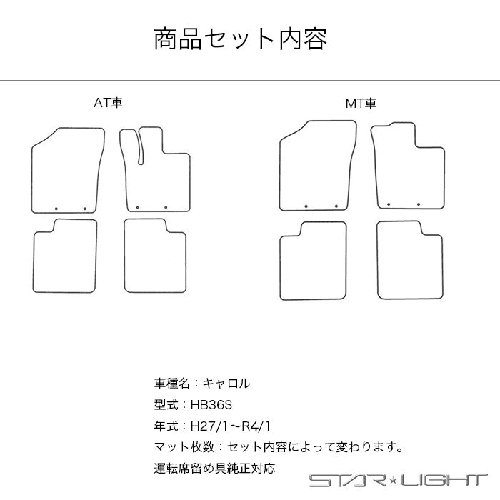 MAZDA マツダ キャロル CAROL HB36S H27/1～R4/1 カーマット プレミアムチェック フロアマット