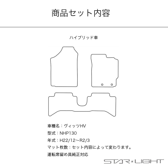 トヨタ ヴィッツ　Vitz　130系　ハイブリッド車　TOYOTA　プレミアムチェック フロアマット