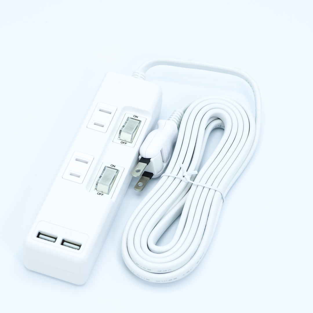 【2個口 + 2USB】個別スイッチ付き電源タップ