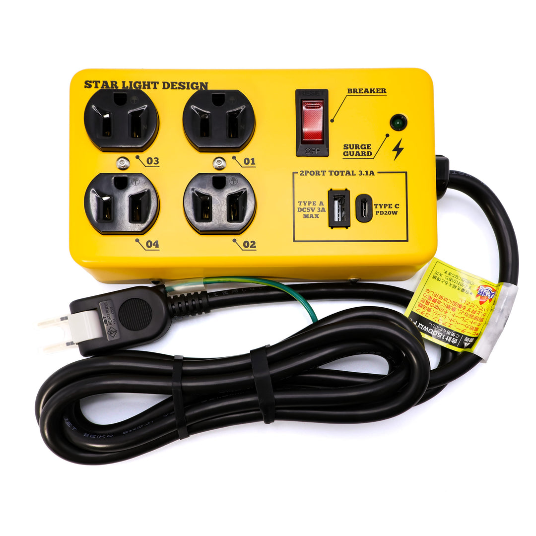 スチールタップ　SK-ST4AC1A1C18SL SK-ST4AC1A1C18YE 4個口 インテリア USB-A Type-C