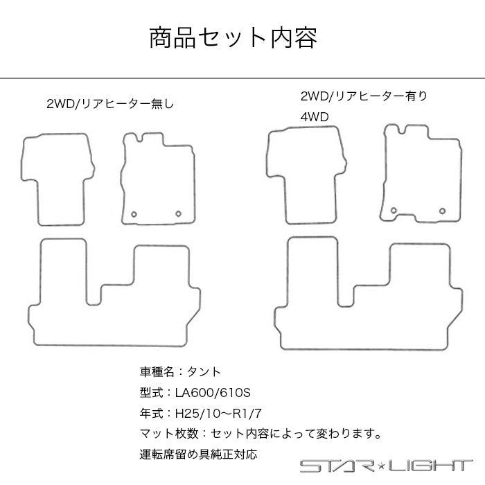 ダイハツ　タント/タントカスタム LA600/610S プレミアムチェック フロアマット STARLIGHT スターライト カーマット