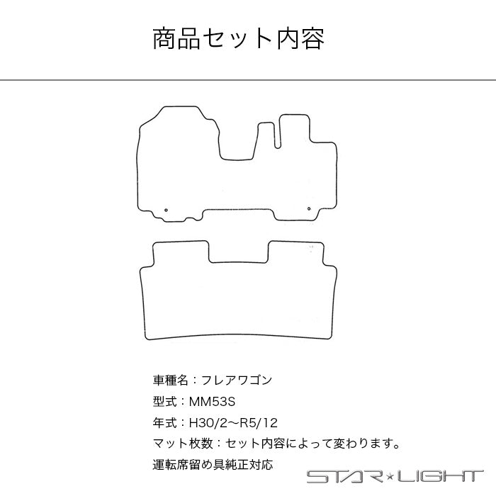 MAZDA マツダ フレアワゴン FLAIRWAGON MM53S カーマット ファインウェーブ フロアマット アウトドア　運転席1枚/運転席1枚＆助手席1枚/フルセット