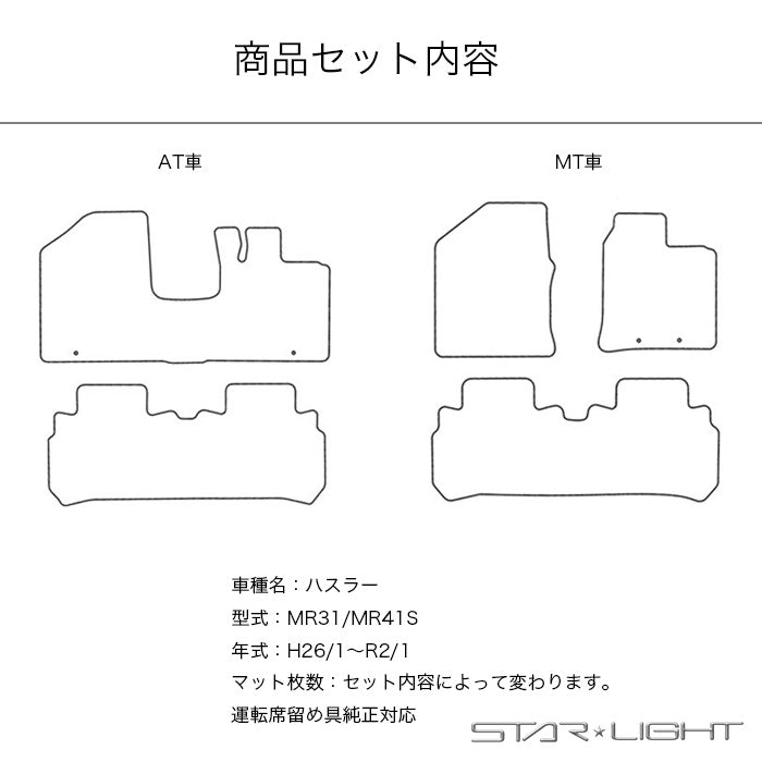 スズキ SUZUKI ハスラー HUSTLER MR31S/41S プレミアムチェック フロアマット STARLIGHT スターライト カーマット