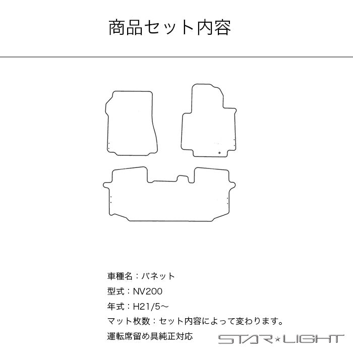 日産 NISSAN バネット VANETTE NV200 M20　ラバーマット　ゴムマット フロアマット STARLIGHT スターライト カーマット