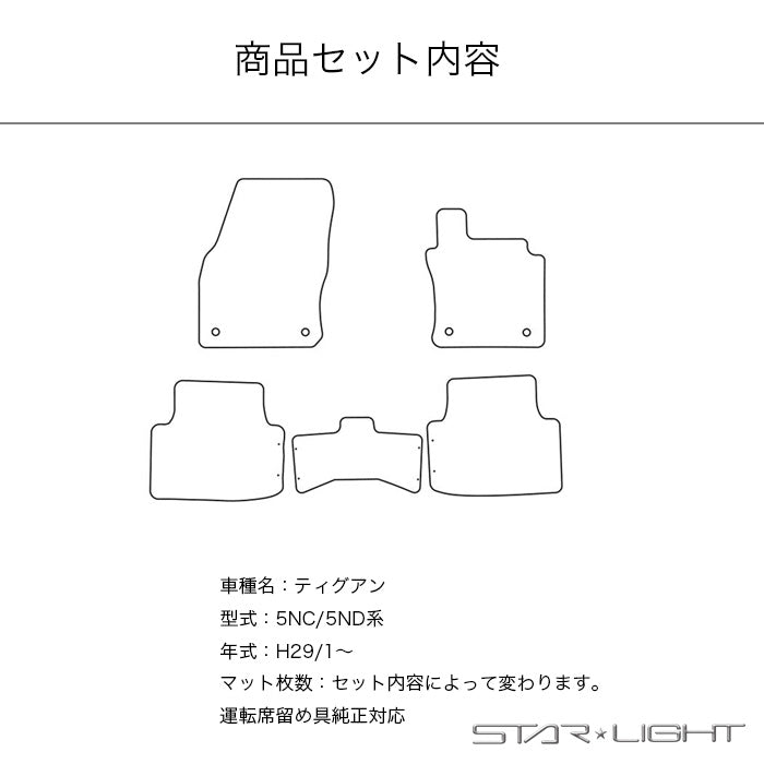 フォルクスワーゲン　Volkswagen　ティグアン　5NC/5ND系　H29/1～ カーマット ロイヤルブラック フロアマット