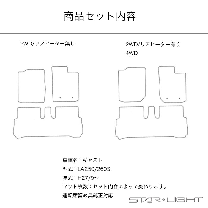 ダイハツ キャスト LA250/260S カーマット ロイヤルブラック フロアマット