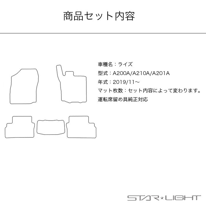 トヨタ ライズ RAIZE ラバーマット ゴムマット フロアマット アウトドア A200A A210A A201A　STARLIGHT スターライト カーマット